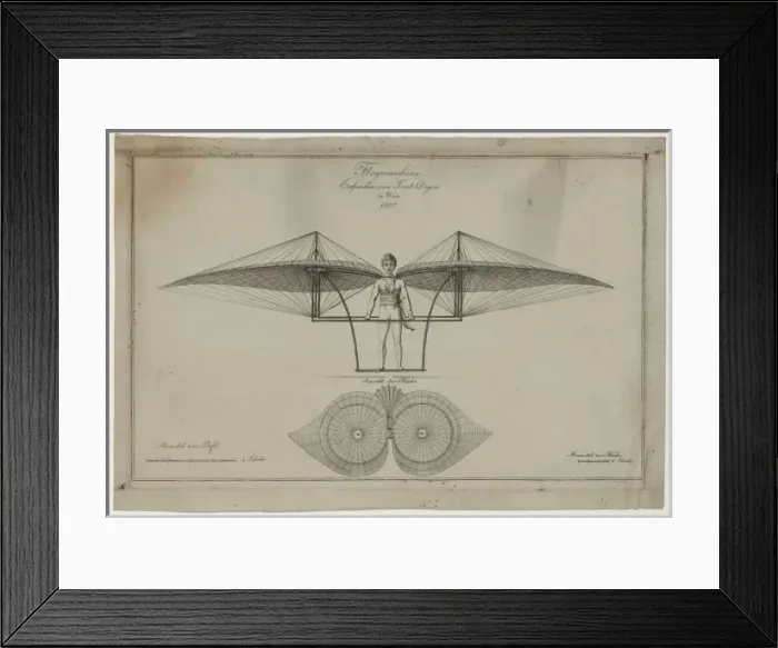 Framed Print : Flugmaschine. Erfunden von Jacob Degen in Wien, 1807 Framed Print : Flugmaschine. Erfunden von Jacob Degen in Wien, 1807