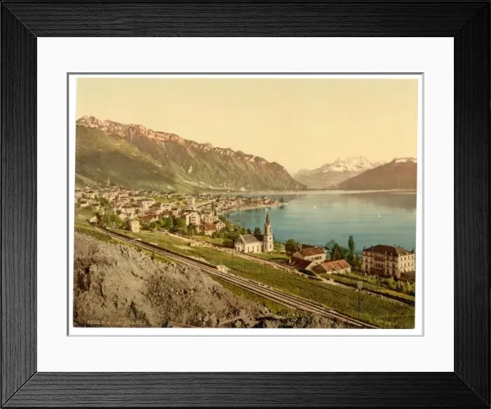 Framed Print : Montreux, general view, Geneva Lake, Switzerland Framed Print : Montreux, general view, Geneva Lake, Switzerland