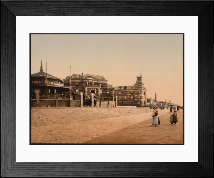 Framed Print : Hotels, vuurtoren, and gedenknaald, 1830, Scheveningen, Holl Framed Print : Hotels, vuurtoren, and gedenknaald, 1830, Scheveningen, Holl