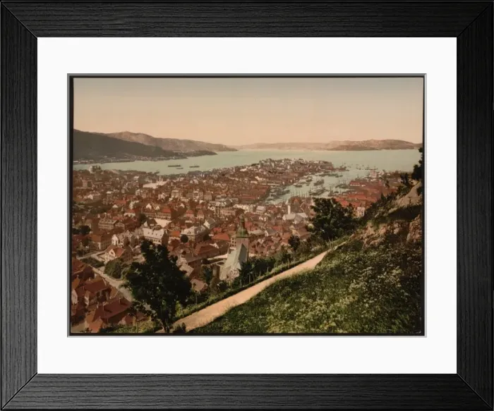 Framed Print : General view from Fjeldveien, Bergen, Norway