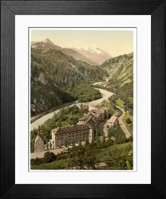 Framed Print : Lower Engadine, Tarasp, Kurhaus and church, Grisons, Switzer Framed Print : Lower Engadine, Tarasp, Kurhaus and church, Grisons, Switzer