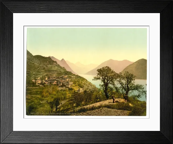 Framed Print : Lake of Lugano, Porlezza in the background, Tessin, Switzerl Framed Print : Lake of Lugano, Porlezza in the background, Tessin, Switzerl