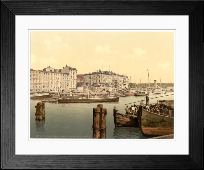 Framed Print : Steamship wharf, Stettin Harbor, Pommeraina, Germany (i. e Framed Print : Steamship wharf, Stettin Harbor, Pommeraina, Germany (i. e