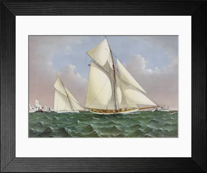 Framed Print : Mayflower saluted by the fleet: crossing the bow of Galatea