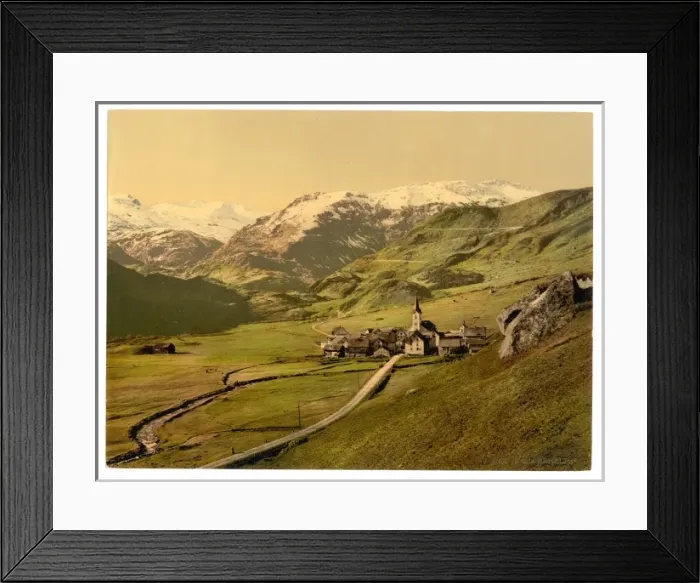 Framed Print : Village and Alps, Bernese Oberland, Switzerland Framed Print : Village and Alps, Bernese Oberland, Switzerland