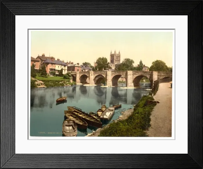 Framed Print : Cathedral and Wye bridge, Hereford, England Framed Print : Cathedral and Wye bridge, Hereford, England