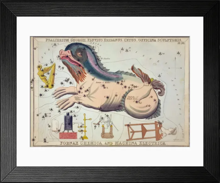 Framed Print : Psalterium Georgii, Fluvius Eridanus, Cetus, Officina Sculpt Framed Print : Psalterium Georgii, Fluvius Eridanus, Cetus, Officina Sculpt