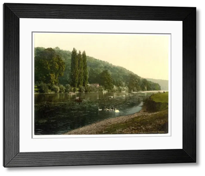 Framed Print : Cliveden Woods, from ferry, London and suburbs, England Framed Print : Cliveden Woods, from ferry, London and suburbs, England