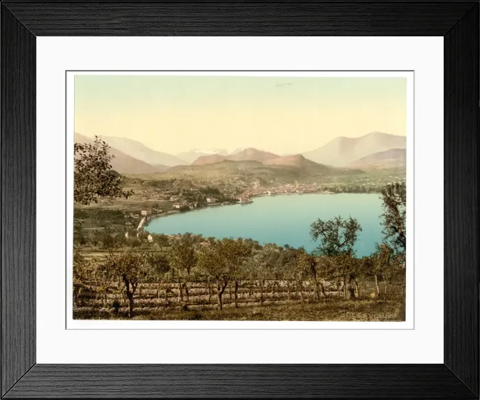 Framed Print : Lake of Lugano, view of the lake, the town, and the Alps, ta Framed Print : Lake of Lugano, view of the lake, the town, and the Alps, ta