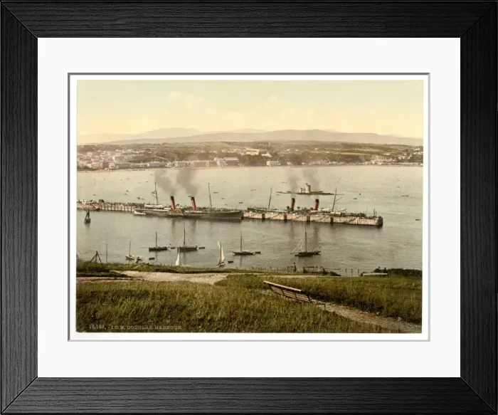 Framed Print : Douglas, harbor with steamers, Isle of Man, England Framed Print : Douglas, harbor with steamers, Isle of Man, England