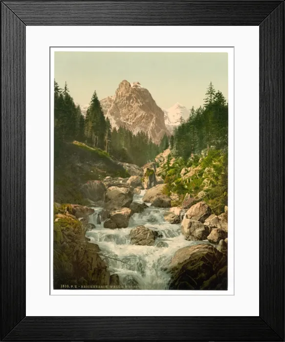 Framed Print : Reichenbach, with well and Wetterhorn, Bernese Oberland, Swi Framed Print : Reichenbach, with well and Wetterhorn, Bernese Oberland, Swi