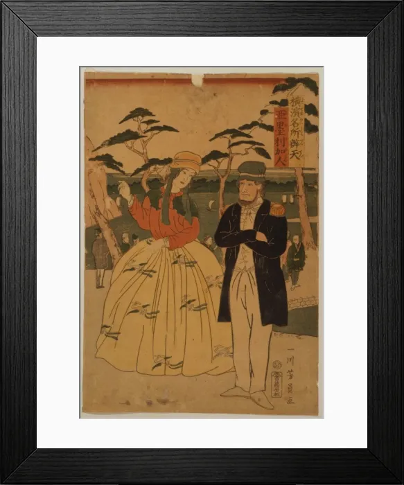 Framed Print : Famous places in Yokohama: Americans Framed Print : Famous places in Yokohama: Americans