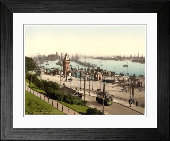 Framed Print : Landing Bridge near St. Pauls, Hamburg, Germany Framed Print : Landing Bridge near St. Pauls, Hamburg, Germany