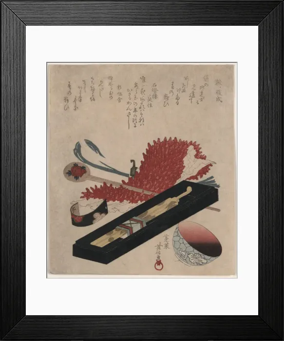 Framed Print : Shibori, hairpin, and lip color bowl
