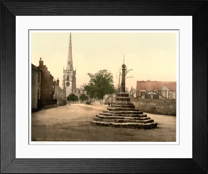 Framed Print : Repton Cross, church and school, Derbyshire, England Framed Print : Repton Cross, church and school, Derbyshire, England