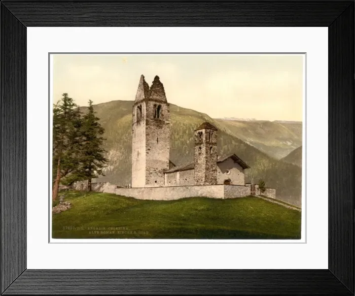 Framed Print : Celerina, Old Roman Church of St. Gian, Aargau, Switzerland Framed Print : Celerina, Old Roman Church of St. Gian, Aargau, Switzerland
