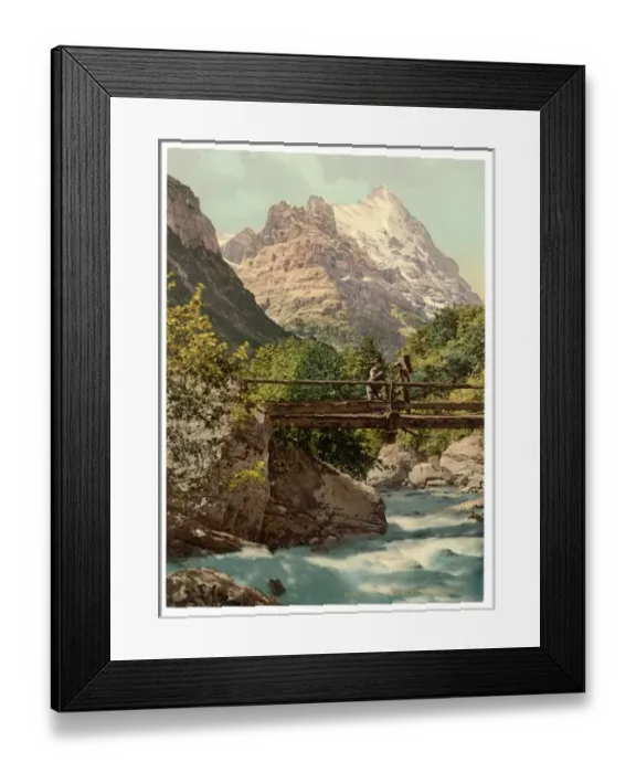 Framed Print : Grindelwald, footbridge and mountain peaks, Bernese Oberland Framed Print : Grindelwald, footbridge and mountain peaks, Bernese Oberland