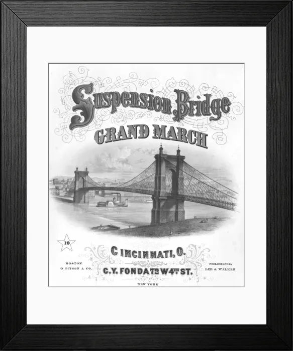 Framed Print : Suspension Bridge, Grand March, Cincinnati, O Framed Print : Suspension Bridge, Grand March, Cincinnati, O