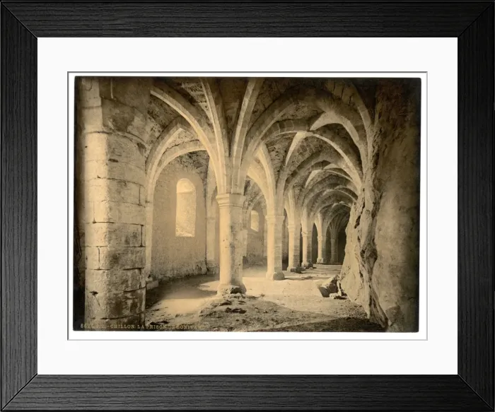 Framed Print : Chillon Castle, interior, Bonivards Prison, Geneva Lake, Sw Framed Print : Chillon Castle, interior, Bonivards Prison, Geneva Lake, Sw