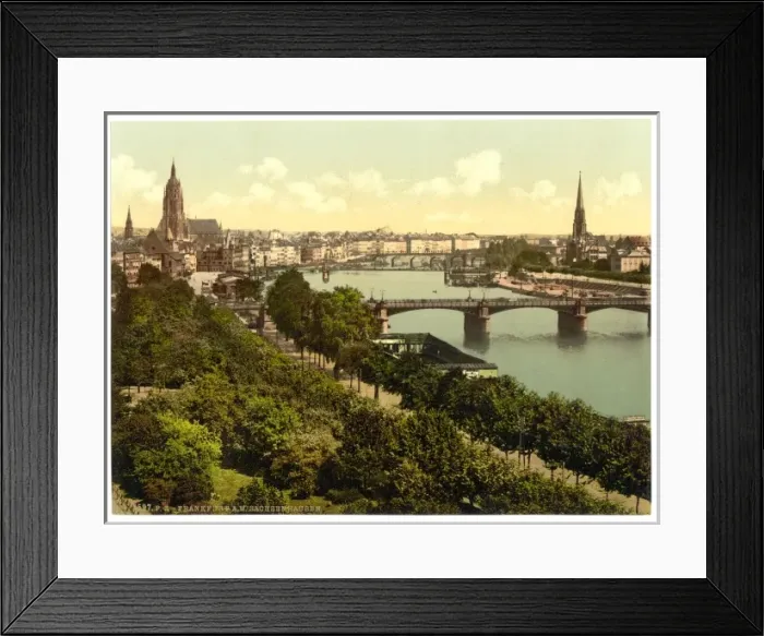 Framed Print : General view, the river and warehouses, Frankfort on Main (i Framed Print : General view, the river and warehouses, Frankfort on Main (i