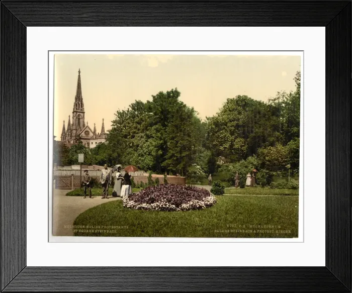 Framed Print : Steinbach Square and protestant church, Mulhausen, Alsace Lo Framed Print : Steinbach Square and protestant church, Mulhausen, Alsace Lo