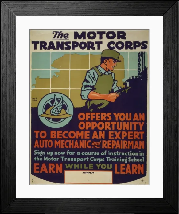 Framed Print : The Motor Transport Corps offers you an opportunity to becom Framed Print : The Motor Transport Corps offers you an opportunity to becom