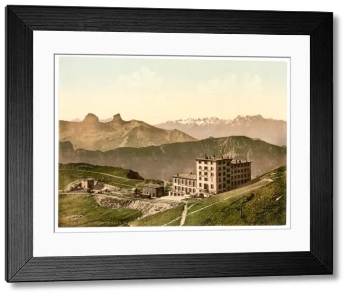 Framed Print : Rochers de Naye Grand Hotel, and railroad, Geneva Lake, Swit Framed Print : Rochers de Naye Grand Hotel, and railroad, Geneva Lake, Swit