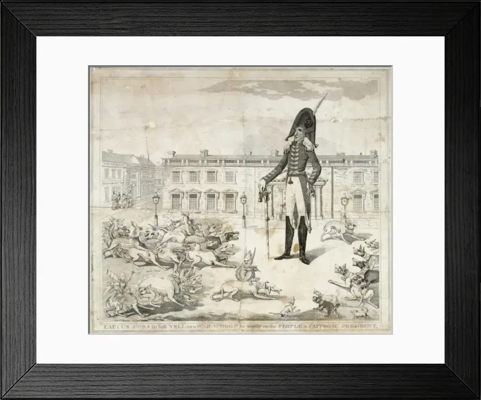 Framed Print : Caucus curs in full yell, or a war whoop, to saddle on the p Framed Print : Caucus curs in full yell, or a war whoop, to saddle on the p
