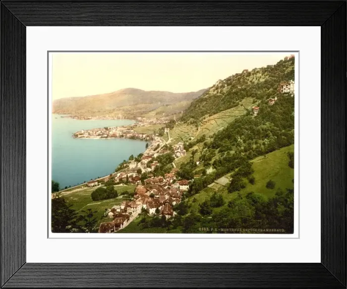 Framed Print : Montreux. View from Chambebaud, Geneva Lake, Switzerland Framed Print : Montreux. View from Chambebaud, Geneva Lake, Switzerland