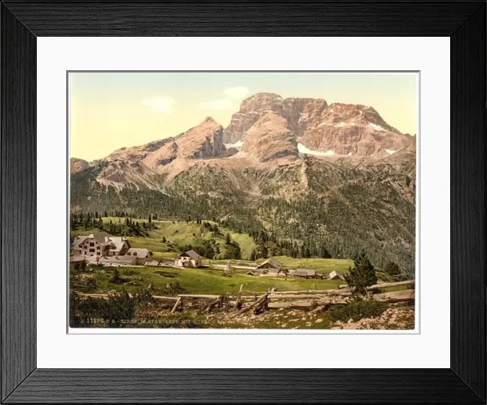 Framed Print : Platzweisen (i. e. Platzwiesen), hotel and Croda Rossa, Tyro Framed Print : Platzweisen (i. e. Platzwiesen), hotel and Croda Rossa, Tyro