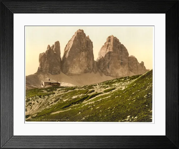 Framed Print : Landro, the Three Spires (i. e. Drei Zinnen), and hut, Tyrol Framed Print : Landro, the Three Spires (i. e. Drei Zinnen), and hut, Tyrol