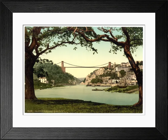 Framed Print : Clifton suspension bridge from the ferry, Bristol, England Framed Print : Clifton suspension bridge from the ferry, Bristol, England