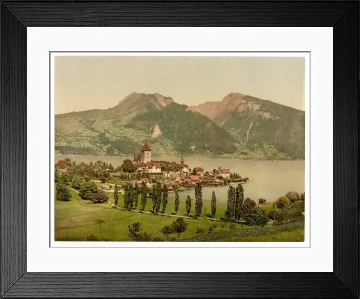 Framed Print : Spiez and Lake of Thun, Bernese Oberland, Switzerland Framed Print : Spiez and Lake of Thun, Bernese Oberland, Switzerland