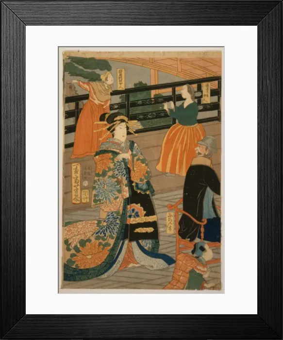 Framed Print : Five nations - merrymaking at the Gankiro tea house Framed Print : Five nations - merrymaking at the Gankiro tea house