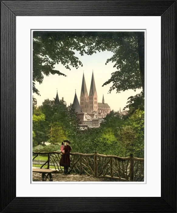 Framed Print : View from wall towards Marys Church, Lubeck, Germany Framed Print : View from wall towards Marys Church, Lubeck, Germany