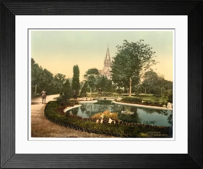 Framed Print : Promenade and St. Genieve Church, Mulhausen, Alsace Lorraine Framed Print : Promenade and St. Genieve Church, Mulhausen, Alsace Lorraine