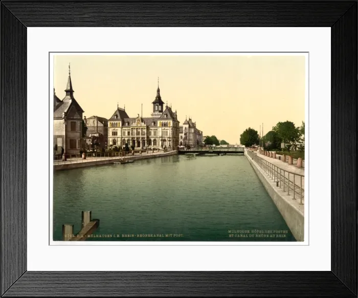 Framed Print : Rhone and Rhine Canal and Post, Mulhausen, Alsace Lorraine Framed Print : Rhone and Rhine Canal and Post, Mulhausen, Alsace Lorraine