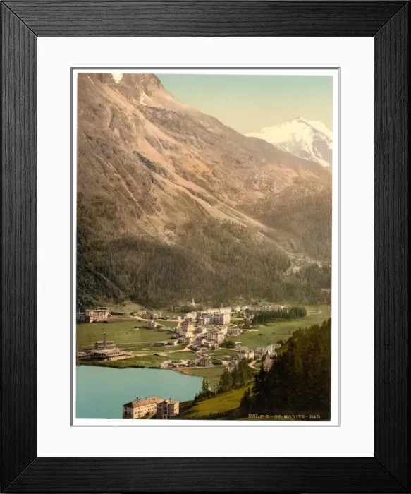 Framed Print : St. Moritz, village and baths, with Piz Surlej, Grisons, Swi Framed Print : St. Moritz, village and baths, with Piz Surlej, Grisons, Swi