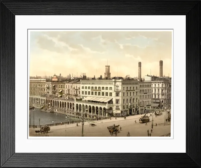 Framed Print : Alster Arcade and Hotel St. Petersburg, Hamburg, Germany Framed Print : Alster Arcade and Hotel St. Petersburg, Hamburg, Germany
