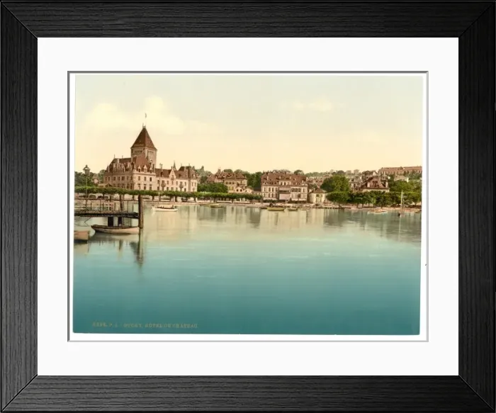 Framed Print : Ouchy, Hotel de Chateaux, Geneva Lake, Switzerland Framed Print : Ouchy, Hotel de Chateaux, Geneva Lake, Switzerland