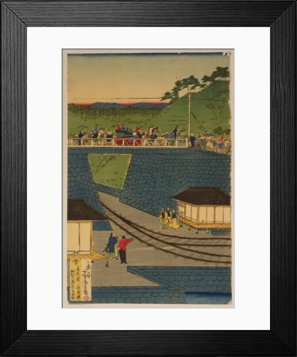 Framed Print : Steam train at Takanawa seashore, Tokyo Framed Print : Steam train at Takanawa seashore, Tokyo