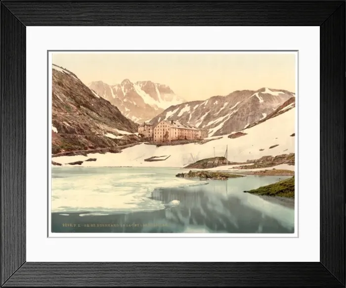 Framed Print : St. Bernard Hospice and lake, Valais, Alps of, Switzerland Framed Print : St. Bernard Hospice and lake, Valais, Alps of, Switzerland