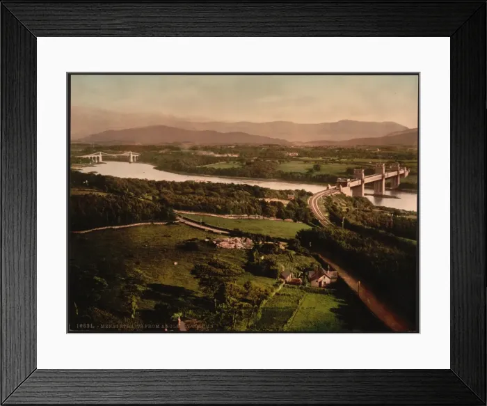 Framed Print : Menai Straits from Anglesey Column, Bangor, Wales Framed Print : Menai Straits from Anglesey Column, Bangor, Wales