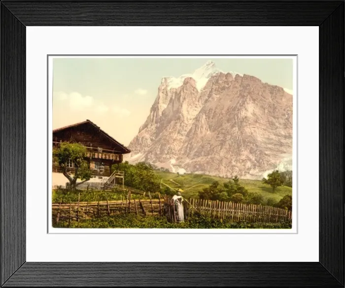 Framed Print : Wetterhorn Mountain and chalet, Bernese Oberland, Switzerlan Framed Print : Wetterhorn Mountain and chalet, Bernese Oberland, Switzerlan