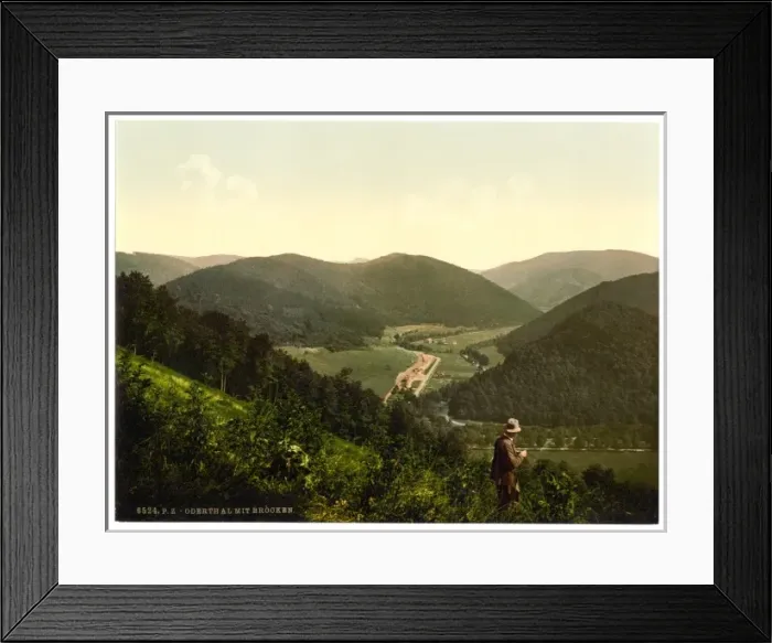 Framed Print : Oderthal and view of Brocken, Hartz, Germany