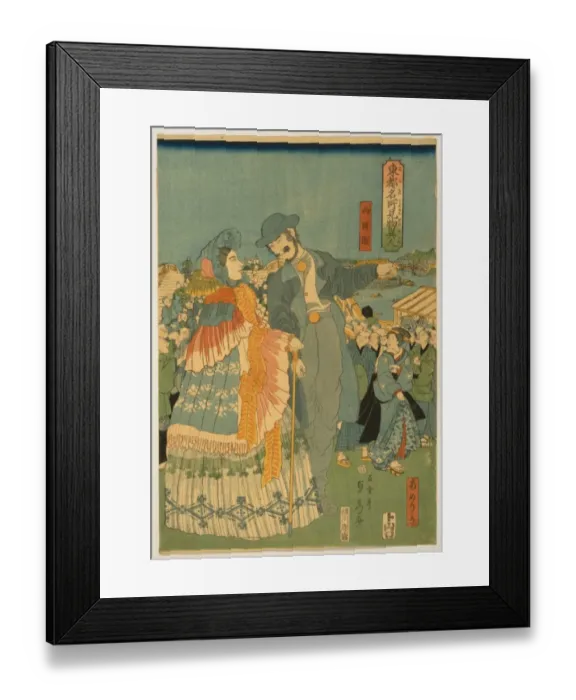 Framed Print : Foreign sightseers in famous spots of Edo - Ryogoku bridge Framed Print : Foreign sightseers in famous spots of Edo - Ryogoku bridge
