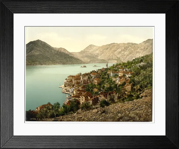 Framed Print : Perasto, general view, showing island, Dalmatia, Austro-Hung Framed Print : Perasto, general view, showing island, Dalmatia, Austro-Hung