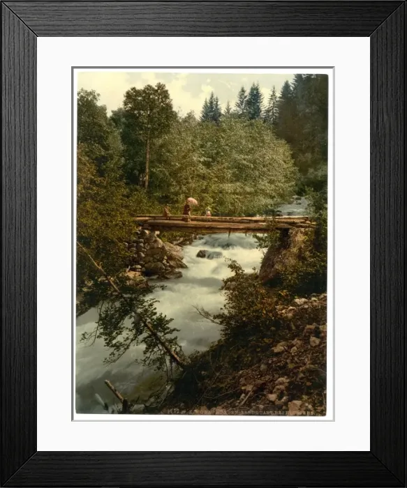Framed Print : Klosters, gorges of the Landquart, with footbridge, Grisons Framed Print : Klosters, gorges of the Landquart, with footbridge, Grisons