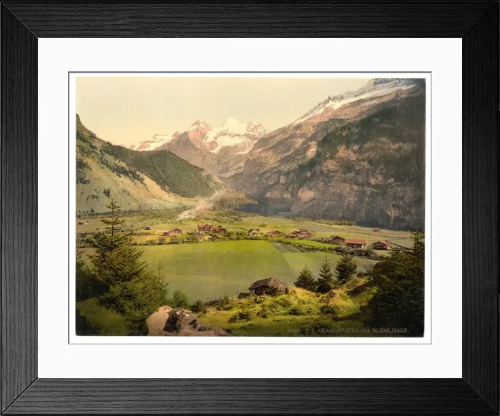Framed Print : Kandersteg village and Blumlisalp mountain group, Bernese Ob Framed Print : Kandersteg village and Blumlisalp mountain group, Bernese Ob