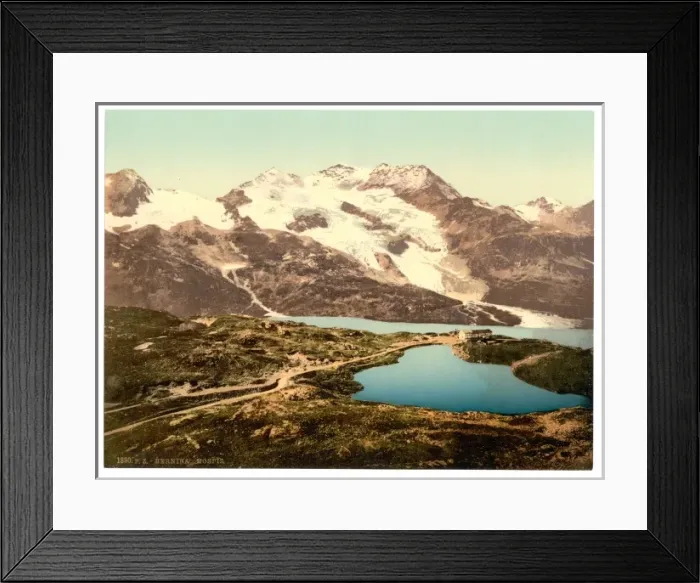 Framed Print : Upper Engadine, Bernina Hospice and Cambrena Glacier, Grison Framed Print : Upper Engadine, Bernina Hospice and Cambrena Glacier, Grison